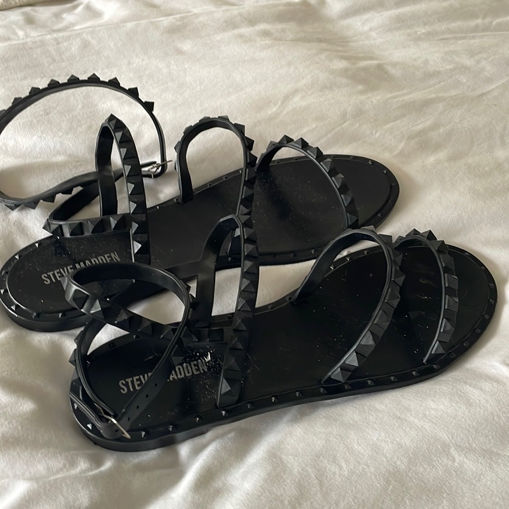 Black sandals with studs